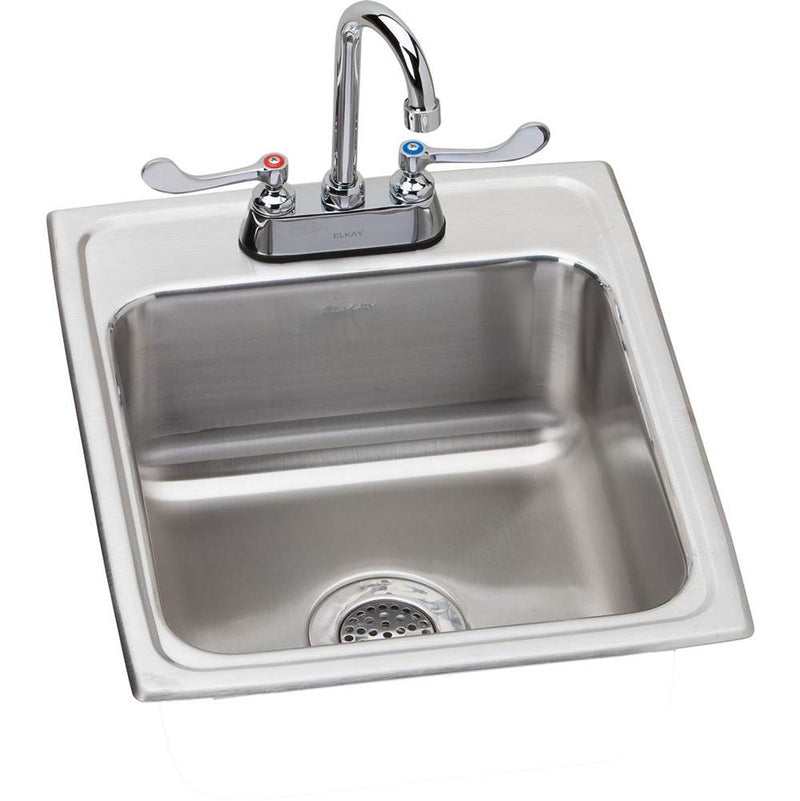 Elkay Lustertone Classic Stainless Steel 17'' x 20'' x 7-5/8'', 2-Hole Single Bowl Drop-in Sink Plus Faucet Kit