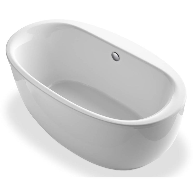 Kohler Sunstruck® 60'' x 34'' oval freestanding bath with fluted shroud and center drain