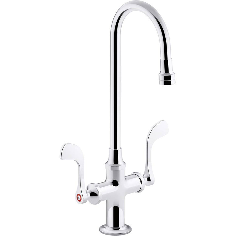 Kohler Triton® Bowe® 1.0 gpm monoblock gooseneck bathroom sink faucet with laminar flow and wristblade handles, drain not included