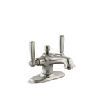 Kohler Bancroft® Monoblock single-hole bathroom sink faucet with escutcheon and metal lever handles