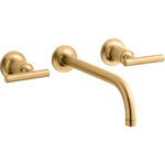 Kohler Purist® Wall-mount bathroom sink faucet trim with 9'', 90-degree angle spout and lever handles, requires valve