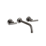 Kohler Purist® Wall-mount bathroom sink faucet trim with 9'', 90-degree angle spout and lever handles, requires valve