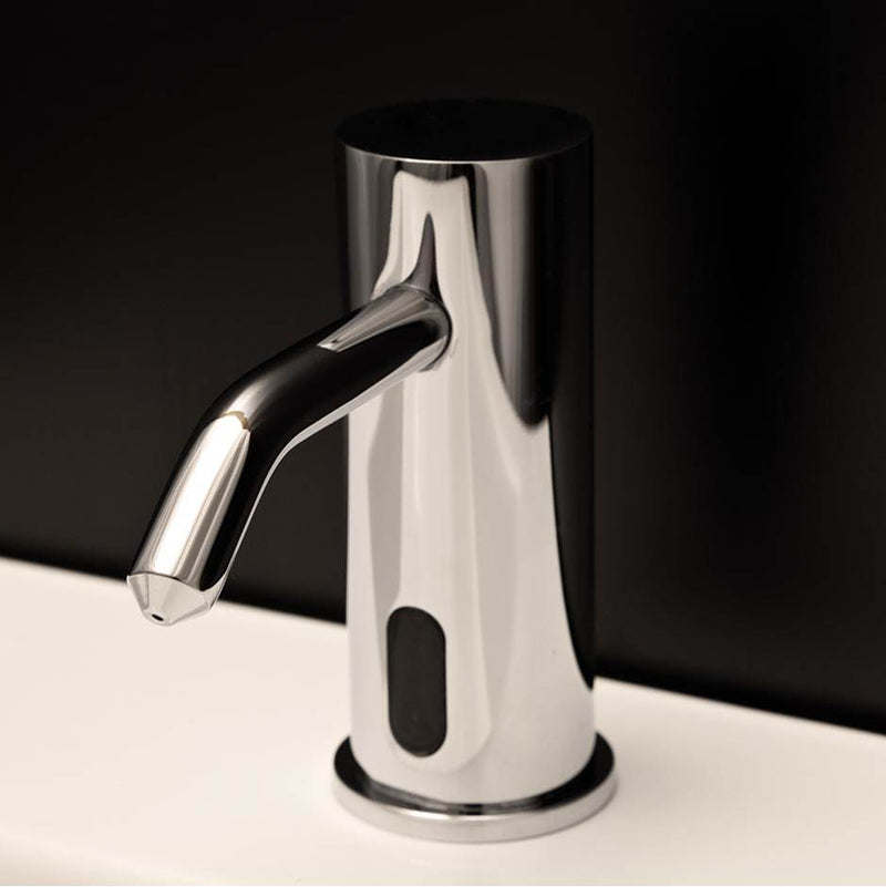 Lacava Deck-mount single-hole electronic soap dispenser. SPOUT: 3 3/8'', H: 4 1/8''.