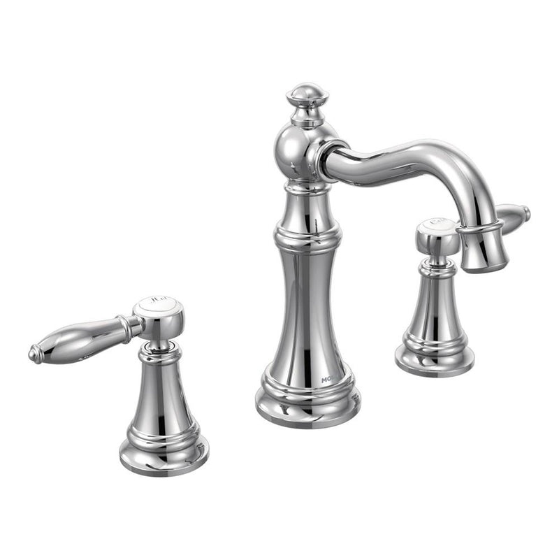 Moen Weymouth 8 in. Widespread 2-Handle High-Arc Bathroom Faucet Trim Kit in Chrome (Valve Sold Separately)