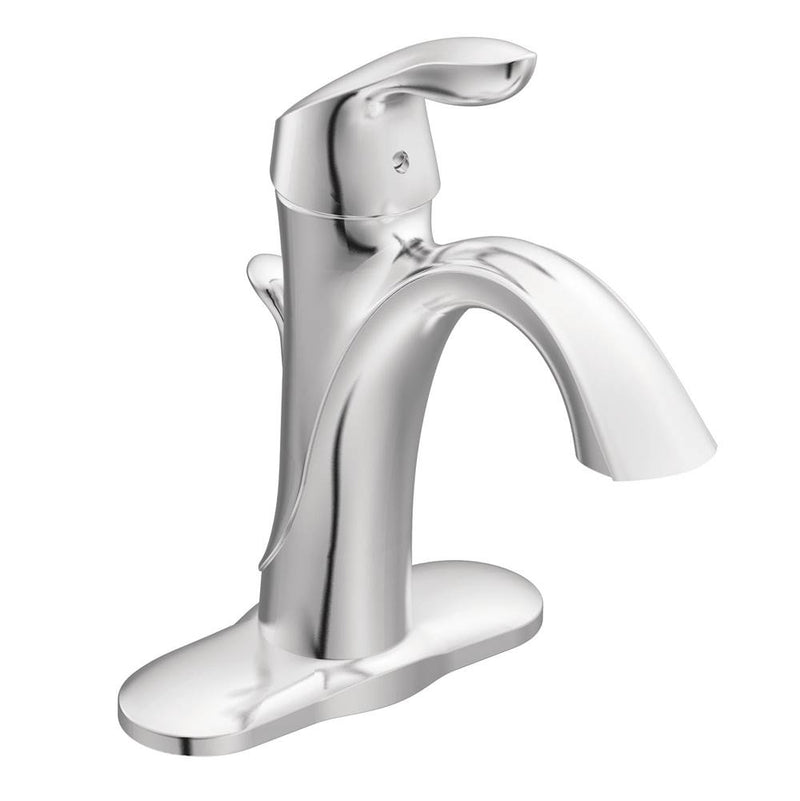 Moen Eva One-Handle Single Hole Bathroom Sink Faucet with Optional Deckplate