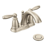 Moen Brantford Two-Handle Low-Arc Centerset Bathroom Faucet with Drain Assembly