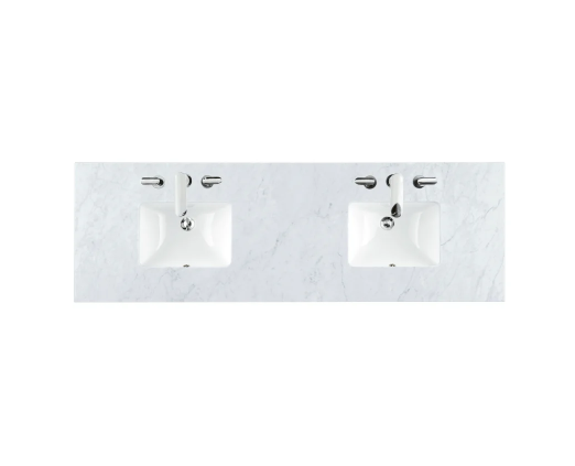 James Martin Vanities 72" Marble Vanity Top with 2 Undermount Porcelain Sinks and 3 Faucet Holes