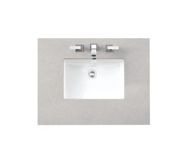 James Martin Vanities 30" Quartz Vanity Top with 1 Undermount Porcelain Sink and 3 Faucet Holes