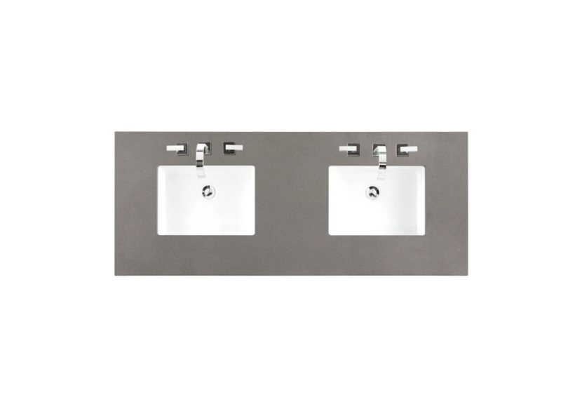 James Martin Vanities 60" Quartz Vanity Top with 2 Undermount Porcelain Sinks and 3 Faucet Holes