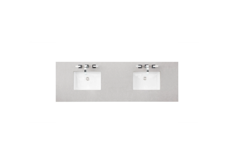 James Martin Vanities 72" Quartz Vanity Top with 2 Undermount Porcelain Sinks and 3 Faucet Holes