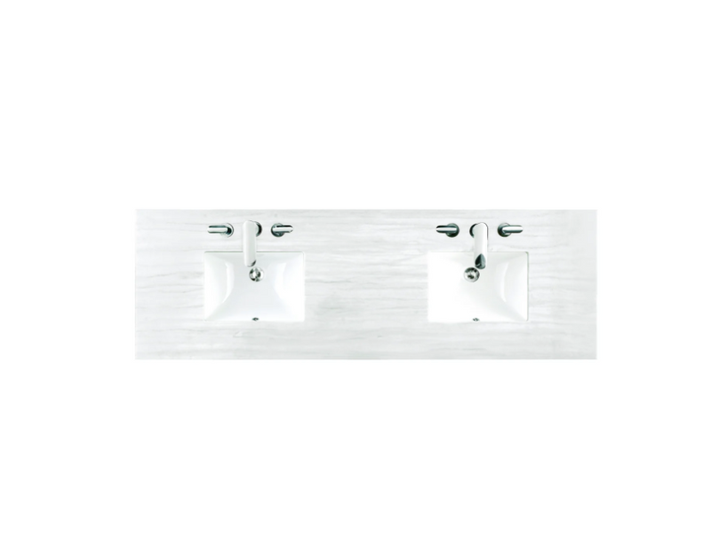 James Martin Vanities 72" Solid Surface Vanity Top with 2 Undermount Porcelain Sinks and 3 Faucet Holes