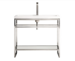 James Martin Vanities Boston 39-3/8" Rectangular Porcelain Console Bathroom Sink with Overflow and Single Faucet Hole