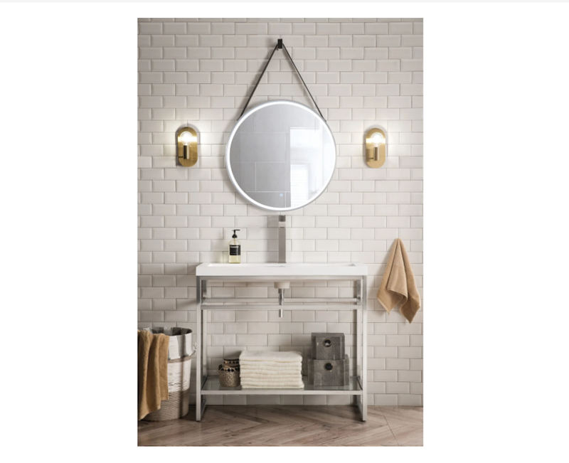 James Martin Vanities Boston 39-3/8" Rectangular Porcelain Console Bathroom Sink with Overflow and Single Faucet Hole