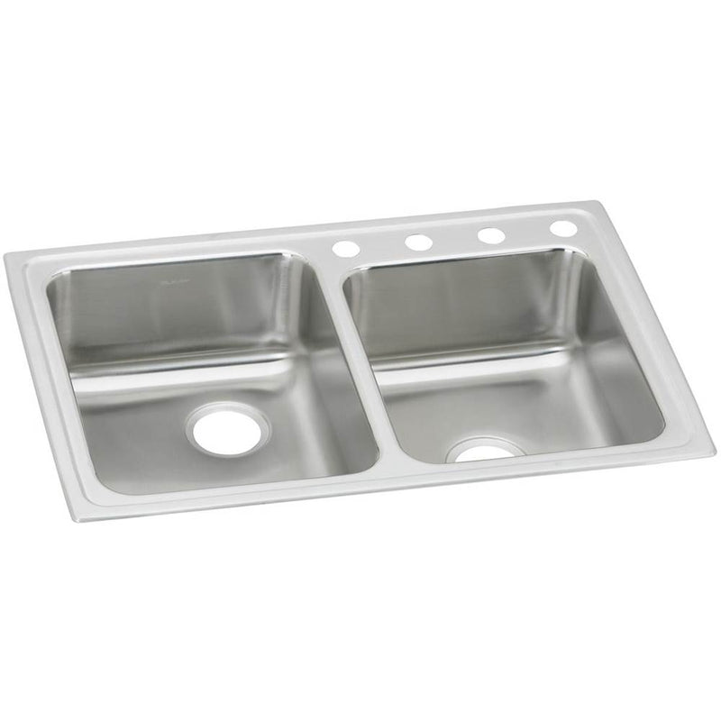 Elkay Lustertone Classic Stainless Steel 33'' x 22'' x 6'', Offset Double Bowl Drop-in ADA Sink