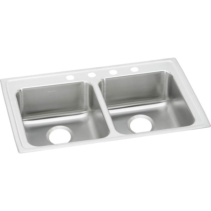 Elkay Lustertone Classic Stainless Steel 37'' x 22'' x 6-1/2'', Equal Double Bowl Drop-in ADA Sink