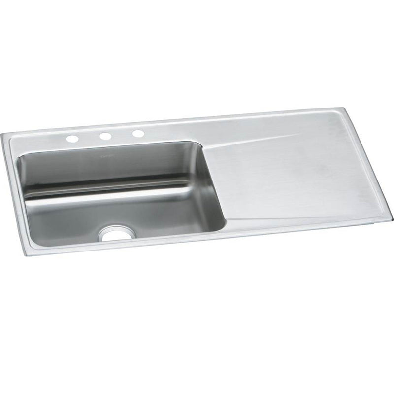 Elkay Lustertone Classic Stainless Steel 43'' x 22'' x 7-5/8'', Single Bowl Drop-in Sink with Drainboard