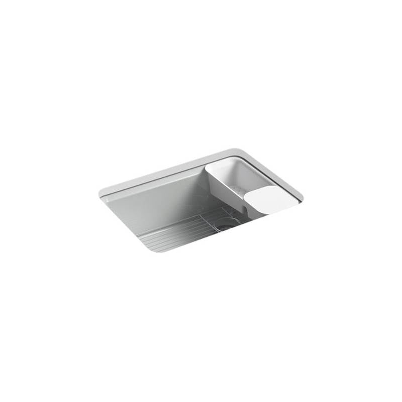 Kohler Riverby® 27'' x 22'' x 9-5/8'' undermount single-bowl workstation kitchen sink with accessories and 5 oversized faucet holes