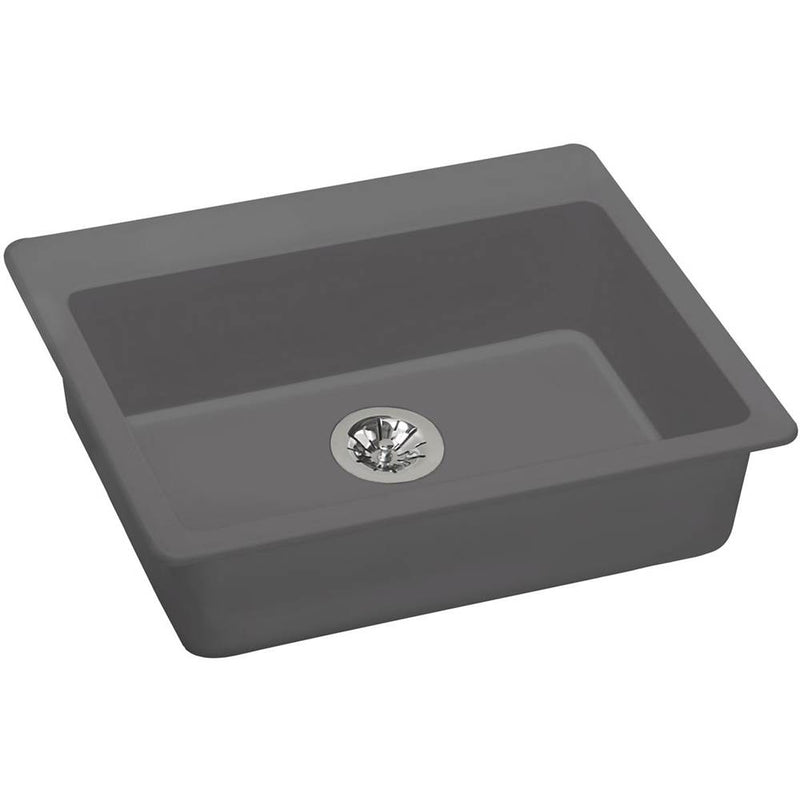 Elkay Quartz Classic 25'' x 22'' x 5-1/2'', Single Bowl Drop-in ADA Sink with Perfect Drain, Greystone